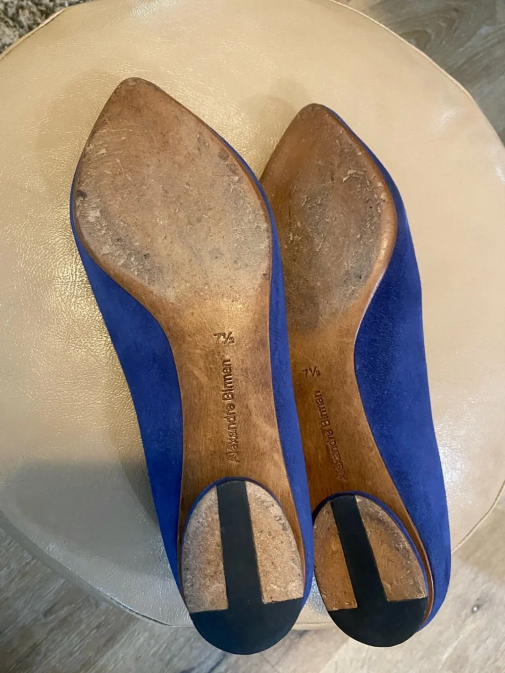 Alexandre Birman Royal Blue Suede Pointed-Toe Flats size 7.5 - Picture 7 of 8